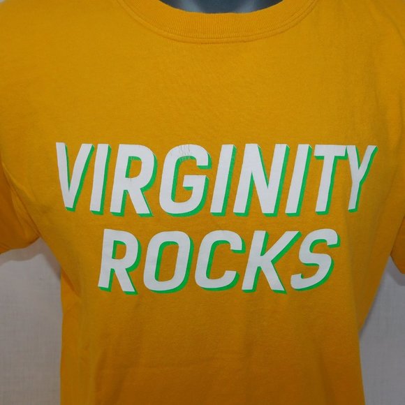 Danny Duncan Yellow White VIRGINITY ROCKS T Shirt MENS L - Picture 3 of 7